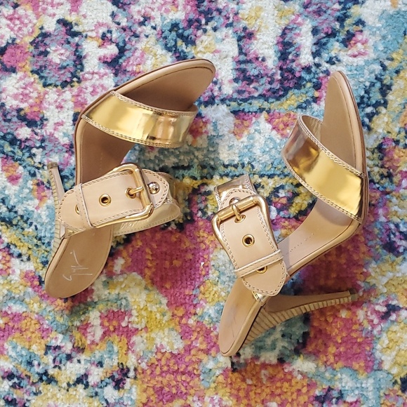 Giuseppe Zanotti Rose Gold Slip On Kitten Heel Mules - Picture 9 of 11